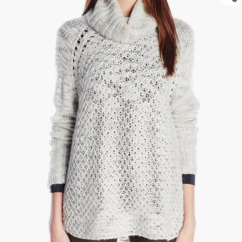 Sanctuary Wool Blend Cowl Tunic Sweater In light grey size M